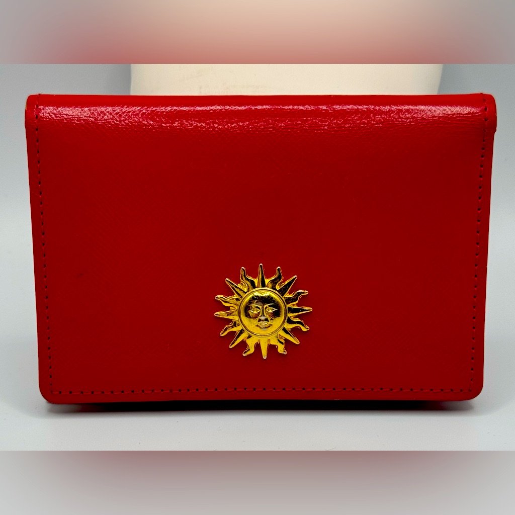 Versace Leather Vintage Red Card Holder Wallet